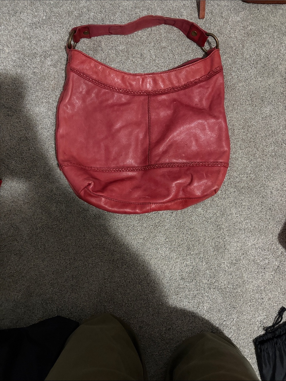 Red Leather Lucky Shoulder Bag